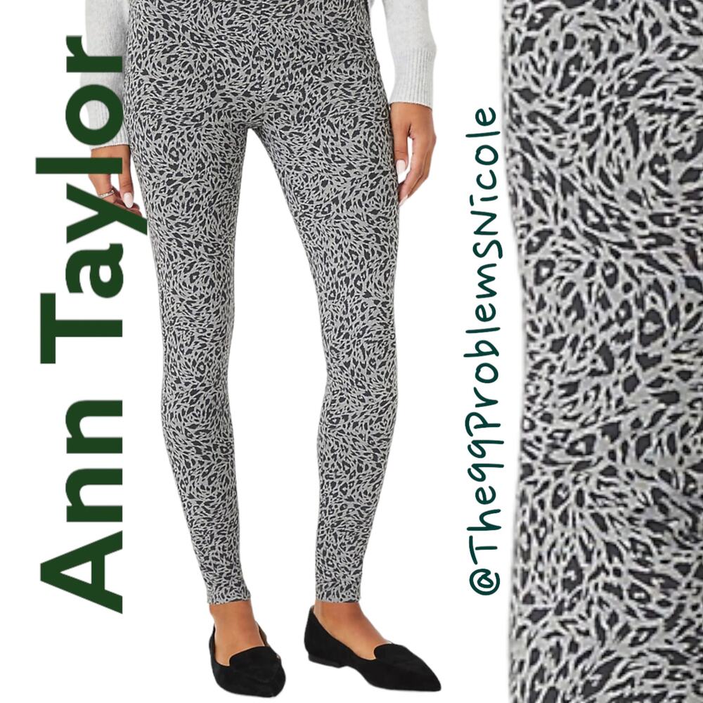 Ann Taylor Animal Print Side Zip Legging Concrete Heather Grey